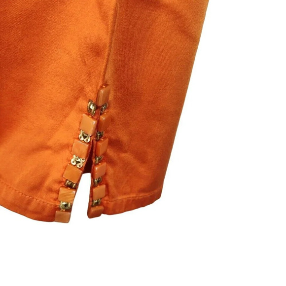Ruby Rd Orange Cropped Pants Women Size 10 Straight Leg Zipper Fly - Picture 2 of 6
